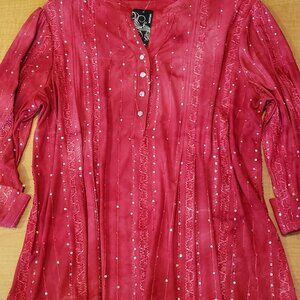NWT Ava & Grace Hot Pink embellished blouse size 2X